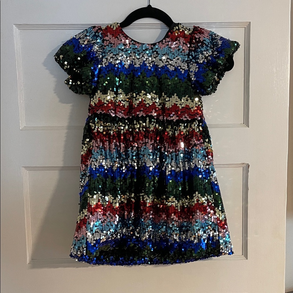 Lola + The Boys Shimmering Rainbow Sequin Dress